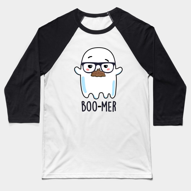 Boo-mer Cute Middle Aged Ghost Pun Baseball T-Shirt by punnybone